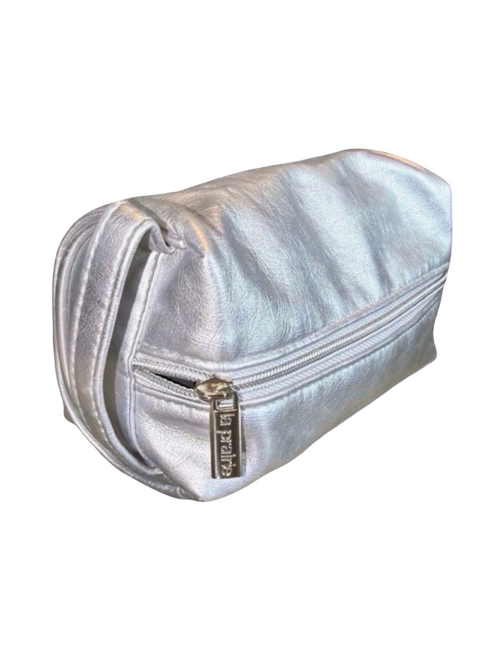 La Prairie Silver Metallic Cosmetic Bag | Luxury | Makeup Pouch | Travel Case